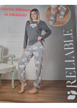Pigiama Donna In Caldo Cotone Con CALZINO In OMAGGIO