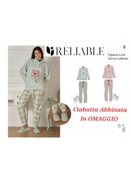 Pigiama Donna Coral ORSETTO Con Ciabatta In Omaggio 