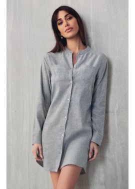 Jadea Camicia Da Notte Caldo Cotone Abbottonata
