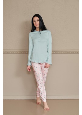 Linclalor Pigiama Donna Serafino Cotone Invernale 2711