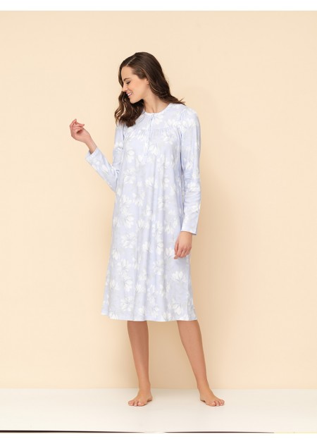 Linclalor Camicia Da Notte Manica Lunga Serafino Cotone Invernale 92751