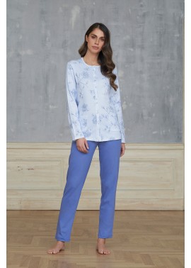 LINCLALOR Pigiama Donna Abbottonato Cotone Invernale 92762 Taglie Maxi