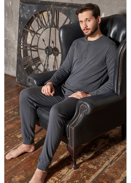 Linclalor Pigiama Uomo Serafino Cotone Invernale Microfantasia 2835