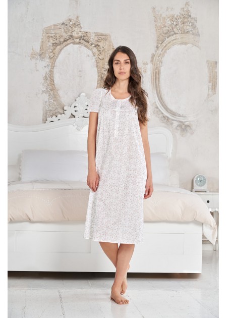 Camicia Da Notte Mezza Manica "Classica" Linclalor cotone BATISTA 130814