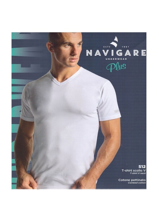 Navigare T-Shirt Uomo Collo a "V" Cotone ( Fino alla Taglia 10 )
