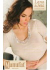 MANUFAT Maglia Donna Mezza Manica Bordo Pizzo "LANA/SETA"