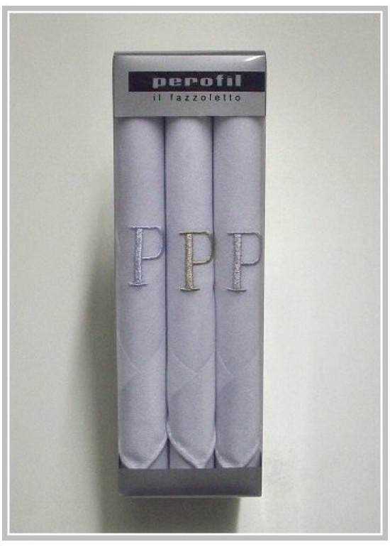  PEROFIL FAZZOLETTO UOMO "INIZIALI" ( CONFEZIONE DA 3 )